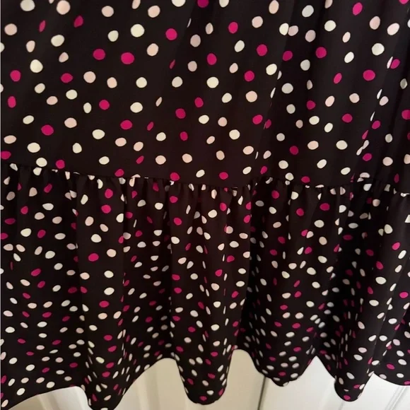 Kate Spade Glimmer Dot Wrap Dress, Black With Pink/White Polka Dots, Size 1, NWT